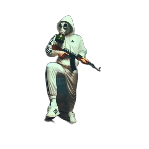 weapon, jacket, mask, staff transparent PNG cut-out