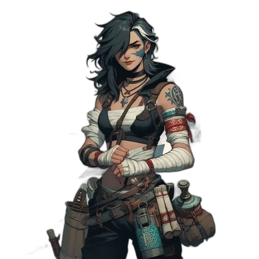 weapon, staff, jacket, concept art transparent PNG cut-out