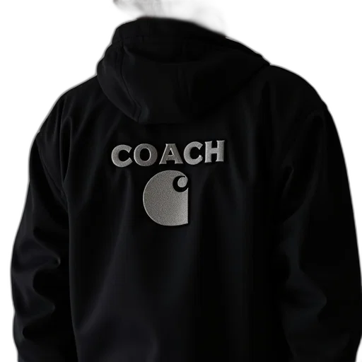 jacket, black, coach, white transparent PNG cut-out