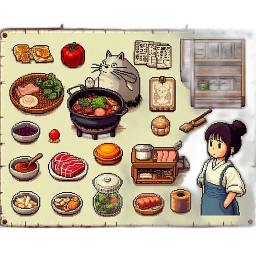 food, pixel art, concept art, watercolor transparent PNG cut-out