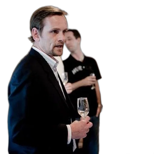 staff, man, suit, holds transparent PNG cut-out