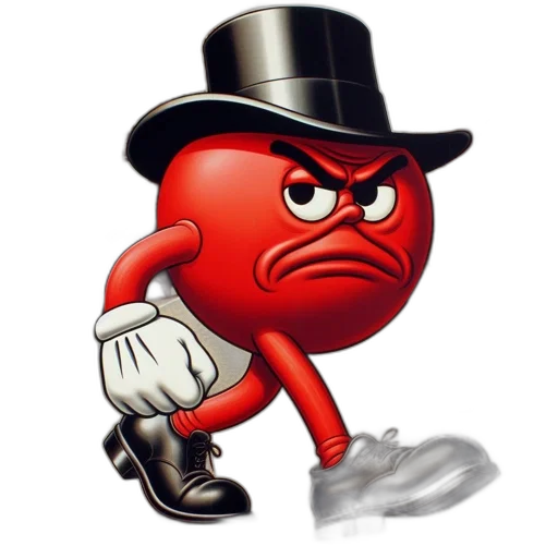 stern-faced, red, character, black transparent PNG cut-out