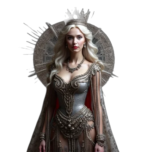 crown, dress, sword, fantasy art transparent PNG cut-out