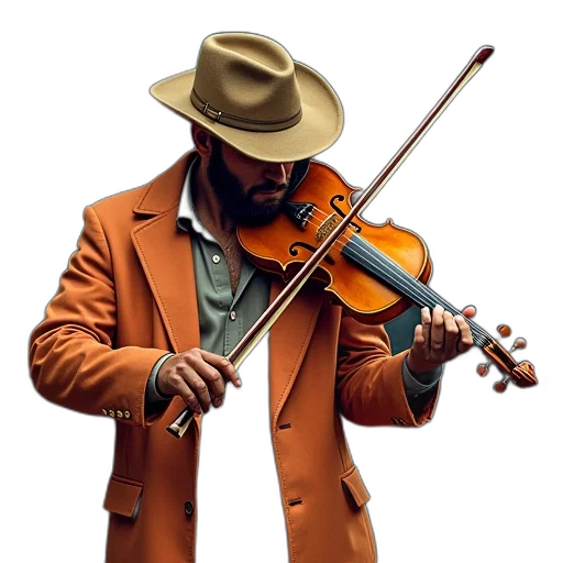jacket, hat, staff, photorealistic transparent PNG cut-out