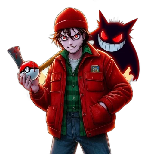 jacket, weapon, staff, mask transparent PNG cut-out