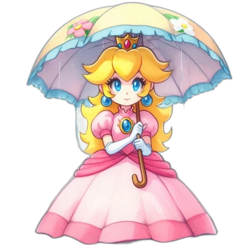 umbrella, dress, crown, staff transparent PNG cut-out