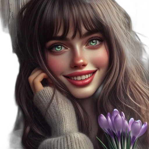 face, flower, photorealistic, fantasy art transparent PNG cut-out