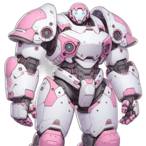 robot, weapon, concept art, vaporwave transparent PNG cut-out