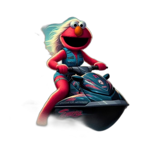 concept art, 3d render, elmo, rides transparent PNG cut-out