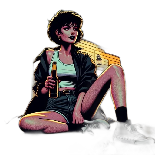 jacket, comic book art, concept art, cyberpunk transparent PNG cut-out