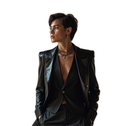jacket, jewelry, staff, dress transparent PNG cut-out