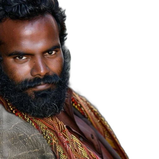 man, beard, intense, gaze transparent PNG cut-out