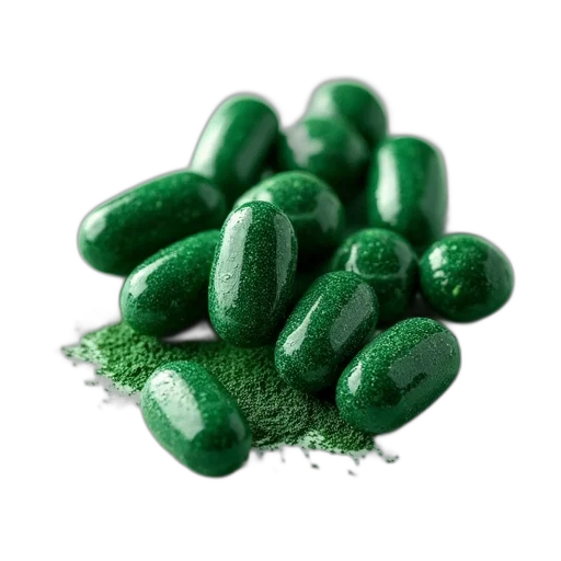 food, green, spirulina, tablets transparent PNG cut-out