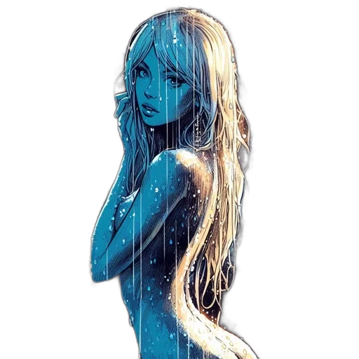 dress, hair, creature, comic book art transparent PNG cut-out