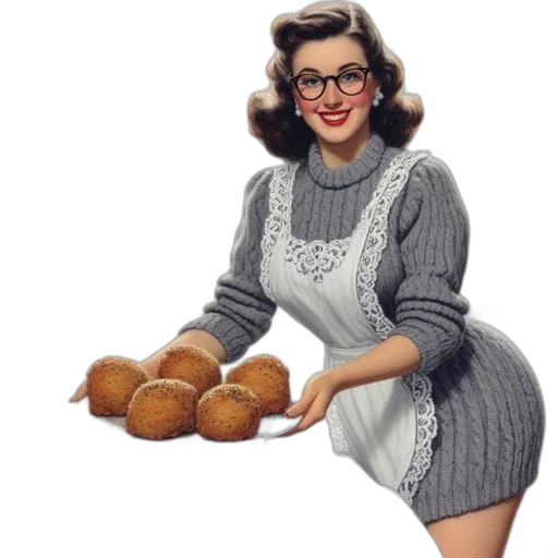 dress, food, photorealistic, 1950s-style transparent PNG cut-out