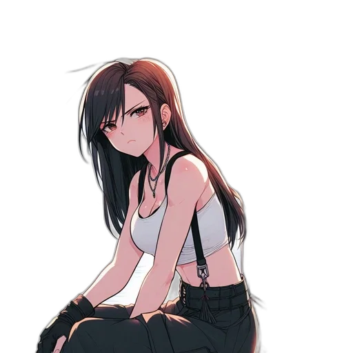 dress, hair, staff, creature transparent PNG cut-out