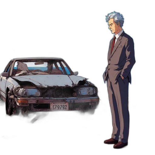 car, weapon, face, jacket transparent PNG cut-out