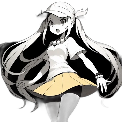 hat, dress, staff, hair transparent PNG cut-out