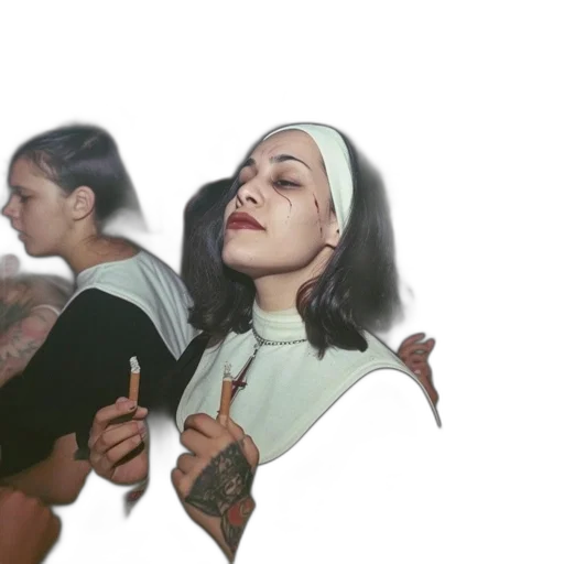 outer space, nun, makeup, tattoo transparent PNG cut-out