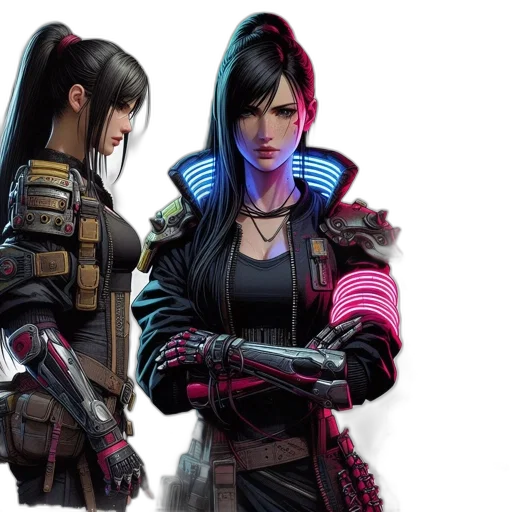 cyberpunk, concept art, fantasy art, 3d render transparent PNG cut-out