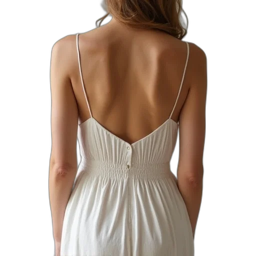 dress, jewelry, earth tones, back transparent PNG cut-out