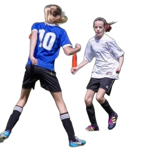 two, girls, playing, soccer transparent PNG cut-out