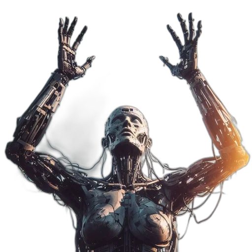 robot, creature, hair, cyberpunk transparent PNG cut-out