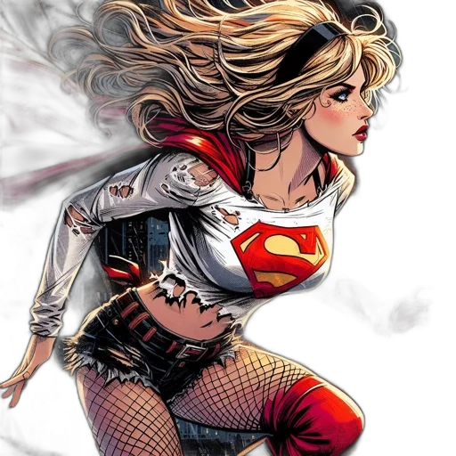comic book art, concept art, fantasy art, supergirl transparent PNG cut-out