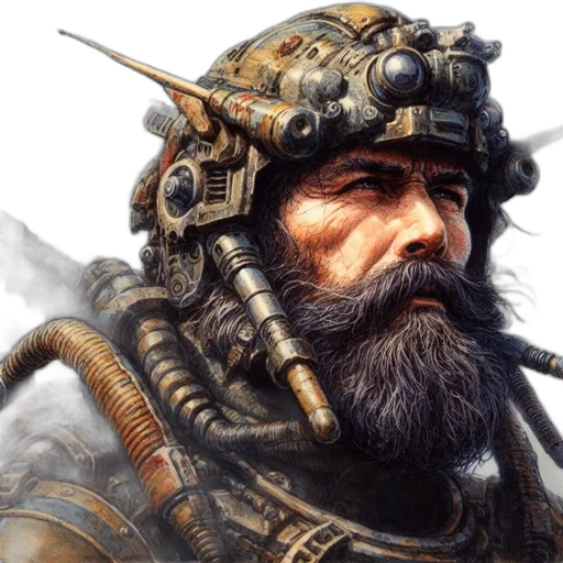 face, hat, sword, fantasy art transparent PNG cut-out
