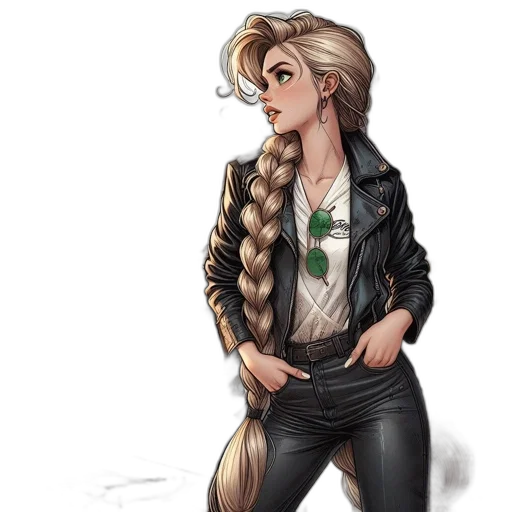 hair, jacket, staff, concept art transparent PNG cut-out