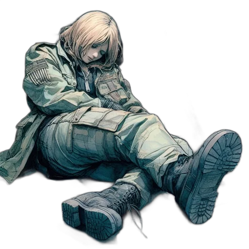 jacket, shoes, weapon, face transparent PNG cut-out