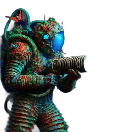 robot, staff, weapon, creature transparent PNG cut-out