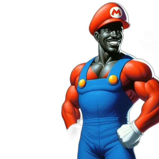 concept art, comic book art, 3d render, mario transparent PNG cut-out