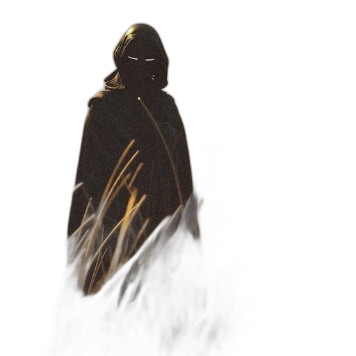 jacket, mask, staff, creature transparent PNG cut-out