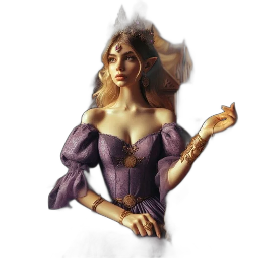 dress, crown, staff, jewelry transparent PNG cut-out