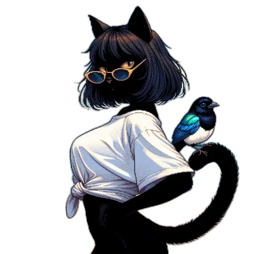 staff, animal, pixel art, anime transparent PNG cut-out
