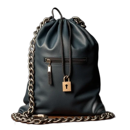dark, safety, bag, chain transparent PNG cut-out