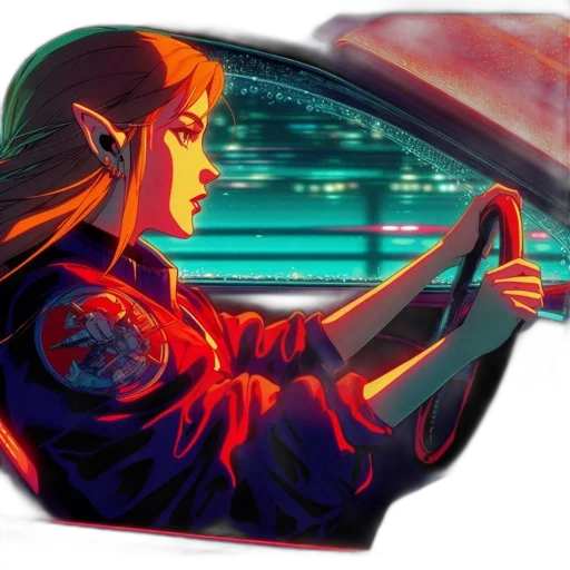car, vaporwave, concept art, cyberpunk transparent PNG cut-out