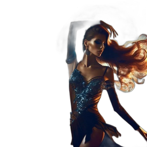 hair, dress, concept art, photorealistic transparent PNG cut-out