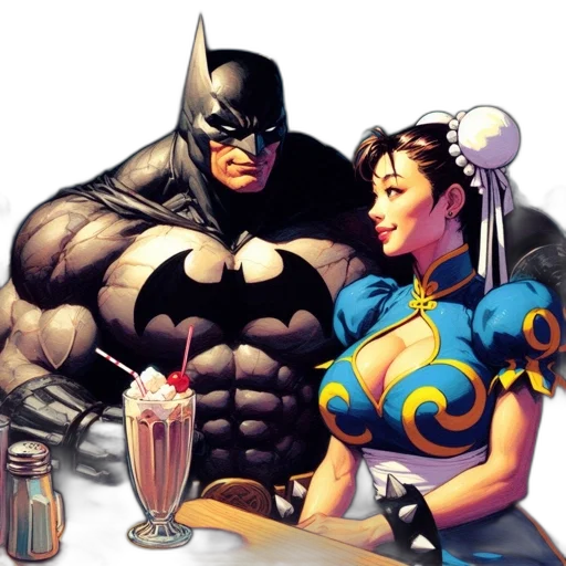 comic book art, concept art, pixel art, batman transparent PNG cut-out