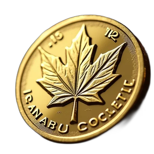gold, maple, leaf, coin transparent PNG cut-out