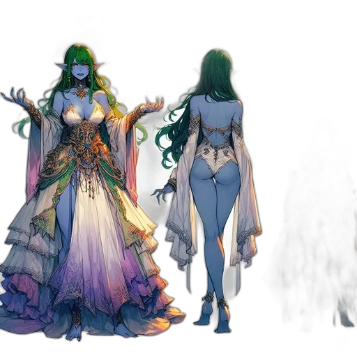 dress, concept art, fantasy art, comic book art transparent PNG cut-out