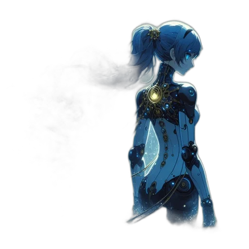 robot, dress, staff, weapon transparent PNG cut-out