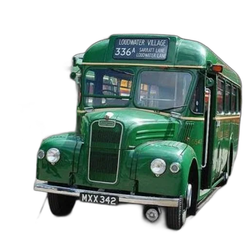 photorealistic, vintage, green, bus transparent PNG cut-out