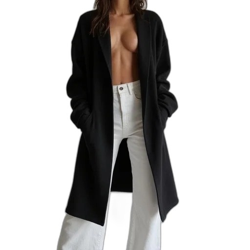 jacket, dress, monochrome, dark transparent PNG cut-out