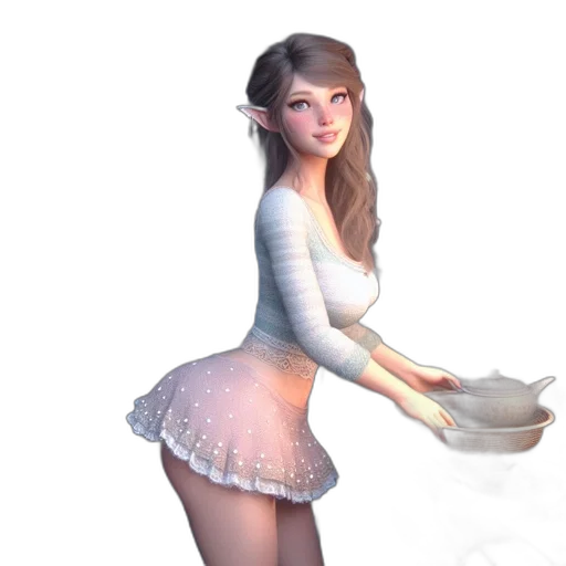 dress, staff, concept art, 3d render transparent PNG cut-out