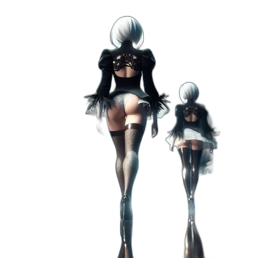 robot, dress, weapon, hair transparent PNG cut-out