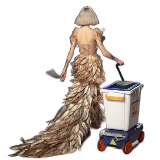dress, robot, hair, creature transparent PNG cut-out