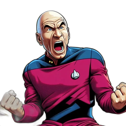 comic book art, outer space, captain, jean-luc transparent PNG cut-out