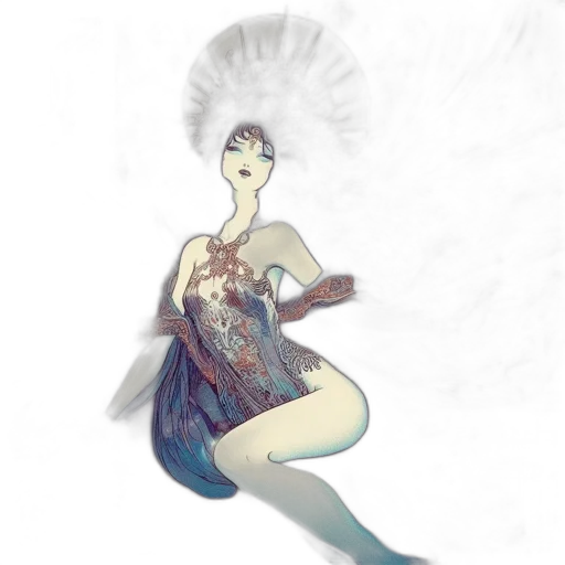 dress, staff, creature, flower transparent PNG cut-out
